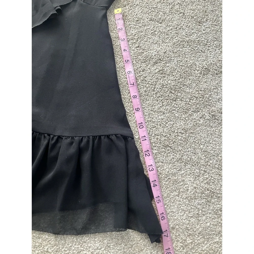 REBECCA‎ MINKOFF Patti Black Semi Sheer Chiffon Ruffle Bell Sleeve Top XS NWT - Picture 7 of 10
